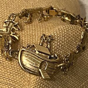 Vintage Gold-Tone Noah's Ark Bracelet